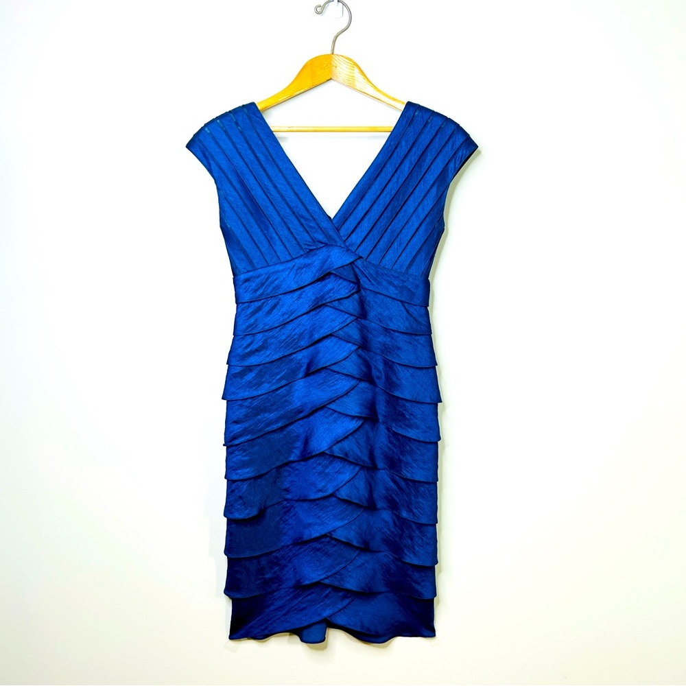 ADRIANNA PAPELL Royal Blue Layered Cocktail Dress - Sz 4